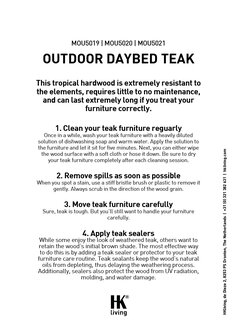 Outdoor daybed teak care instructions