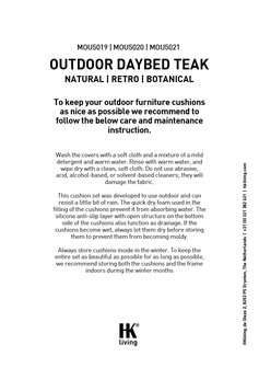 Outdoor daybed cushions care instructions