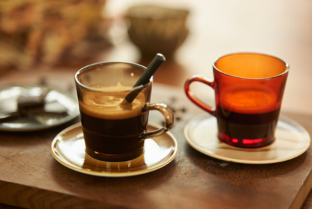HKLIVING 70s glassware: coffee cups amber brown (set of 4)