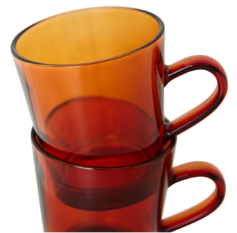 HKLIVING 70s glassware: coffee cups amber brown (set of 4)