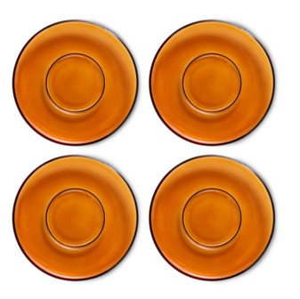 HKliving 70s glassware: saucers amber brown (set of 4)