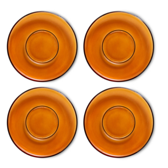 HKLIVING 70s glassware: saucers amber brown (set of 4)