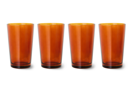 HKLIVING 70s glassware: tea glasses amber brown (set of 4)