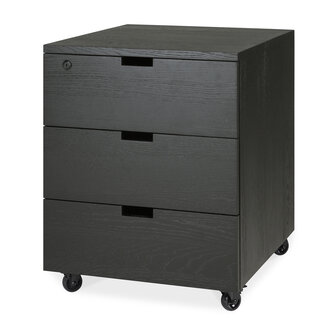 Ethnicraft oak Billy drawer unit black