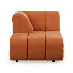 Hkliving Wave Couch Element Left Divan Corduroy Rib Dusty Orange 