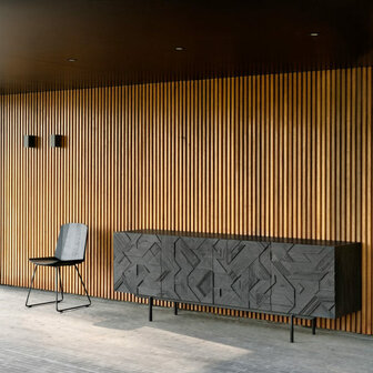 Ethnicraft teak Graphic black sideboard 4 doors