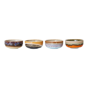 HKLIVING 70s ceramics: tapas bowls, crystal (set of 4)