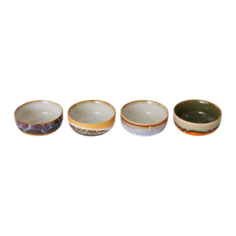 HKLIVING 70s ceramics: tapas bowls, crystal (set of 4)