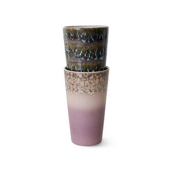 HKLIVING 70s ceramics: latte mugs, forest (set of 2)