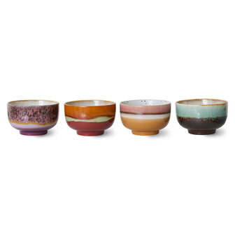 HKliving 70s ceramics noodle bowls; geyser (set van 4)
