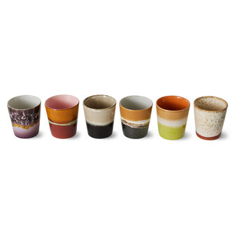 HKliving 70s ceramics: coffee mugs, Soil (set of 6)