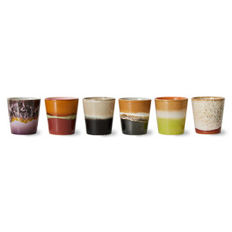 HKliving 70s ceramics: coffee mugs, Soil (set of 6)