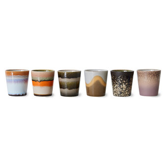 HKLIVING 70s ceramics: coffee mugs, Elements (set of 6)