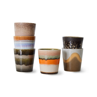 HKLIVING 70s ceramics: coffee mugs, Elements (set of 6)