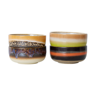 HKliving 70s ceramics dessert bowls; humus (set van 4)