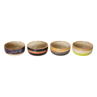 HKliving 70s ceramics dessert bowls; humus (set van 4)HKliving 70s ceramics dessert bowls; humus (set van 4)