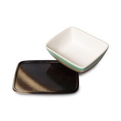 HKLIVING 70s ceramics butter dish, mercury