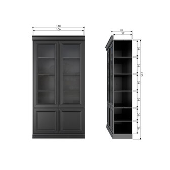 WOOOD Premium Organize vitrinekast 44cm grenen matzwart 
