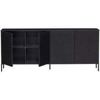 WOOOD Primium New gravure dressoir 200 cm grenen zwart [fsc]