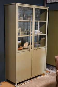 WOOOD Premium Exhibit vitrinekast metaal khaki