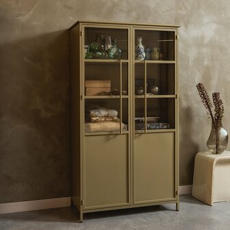 WOOOD Premium Exhibit vitrinekast metaal khaki