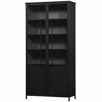 WOOOD Premium Exhibit XL 2 deurs vitrinekast metaal zwart 