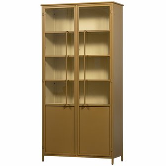 WOOOD Premium Exhibit XL 2 deurs vitrinekast metaal honing geel