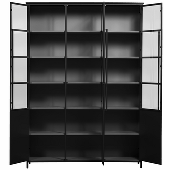 WOOOD Premium Exhibit XL 3 deurs vitrinekast metaal zwart