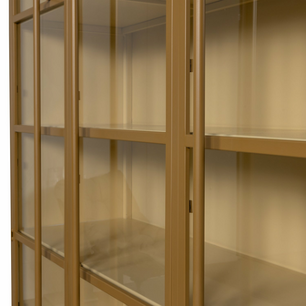 WOOOD Premium Exhibit XL 3 deurs vitrinekast metaal honing geel