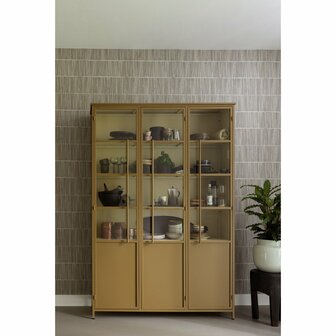 WOOOD Premium Exhibit XL 3 deurs vitrinekast metaal honing geel