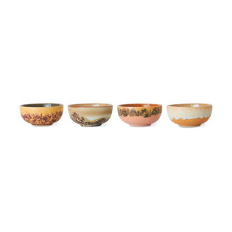 HKLIVING 70s ceramics: XS bowls, marine (set of 4)