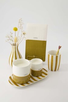 Zusss koffiemok streep wit/oker