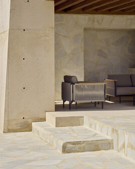 Ethnicraft Corbey outdoor loungestoel incl. kussens oyster