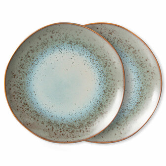 HKLIVING 70s ceramics dinner plates, mineral (set of 2)