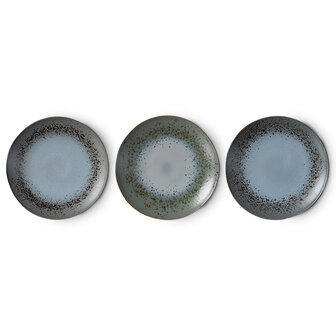 HKLIVING 70s ceramics dinner plates, mineral (set of 2)