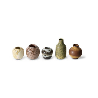 HKLIVING 70s ceramics: small vases, pursuit (set of 5)