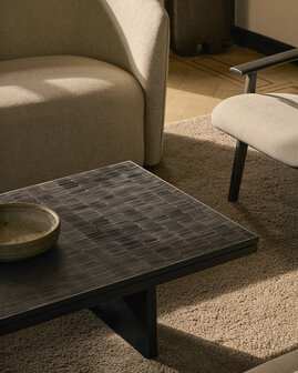 Ethnicraft Grooves salontafel teakhout zwart 135x65cm