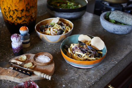 HKLIVING 70s ceramics: pasta bowls golden hour, set of 2