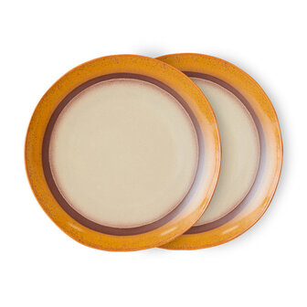 HKLIVING 70s ceramics: dinner plates coconut, set of 2