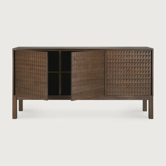 Ethnicraft Sono Dressoir Varnished Teak Licht Bruin 2 Deurs 3 Laden