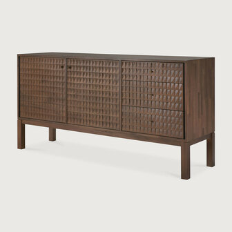 Ethnicraft Sono Dressoir Varnished Teak Licht Bruin 2 Deurs 3 Laden