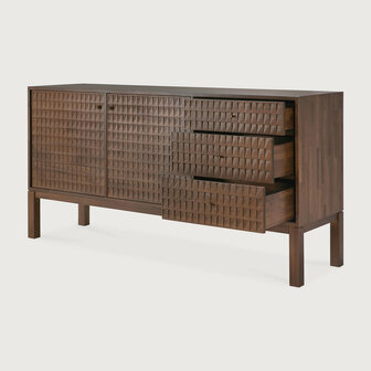 Ethnicraft Sono Dressoir Varnished Teak Licht Bruin 2 Deurs 3 Laden