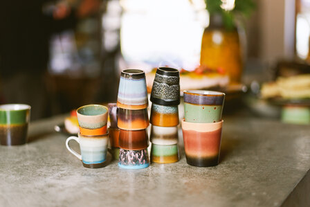 HKLIVING 70s ceramics: coffee mugs grounding, set of 6