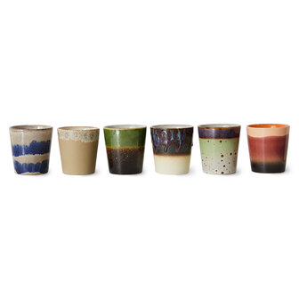 HKLIVING 70s ceramics: coffee mugs grounding, set of 6