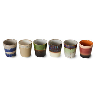 HKLIVING 70s ceramics: coffee mugs grounding, set of 6