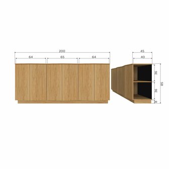 WOOOD Zuma dressoir eiken 200cm eiken transparant