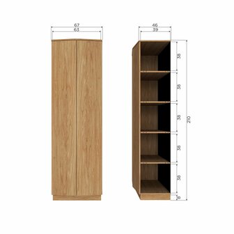 WOOOD Zuma hoge kast 67cm eiken transparant