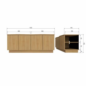 WOOOD Zuma tv meubel 133cm eiken transparant