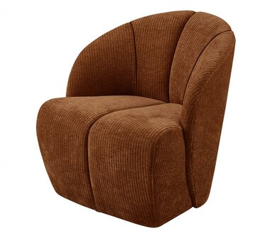 Woood Mojo Draaifauteuil Geweven Ribstof Roest Bruin