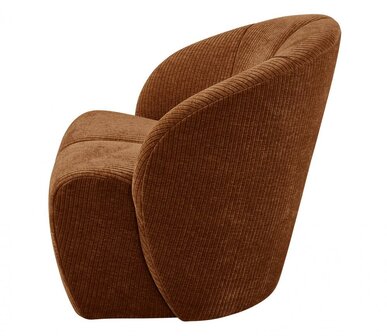 Woood Mojo Draaifauteuil Geweven Ribstof Roest Bruin